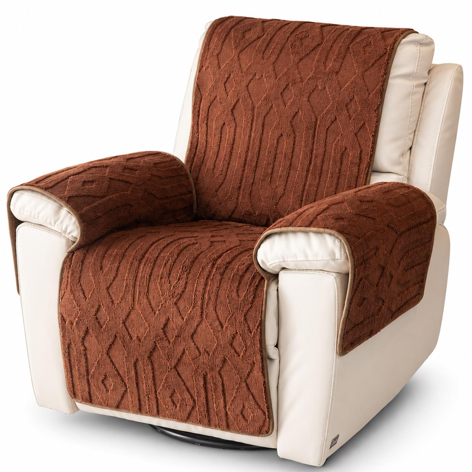 GZGLZDQ Recliner Chair Cover Non-slip, Armchair Cover Pet-safe Washable, Recliner Sofa Covers in Short Plush, Breathable Armchair Cover for Single Chairs Recliners Armchairs(C-dark chestnut)