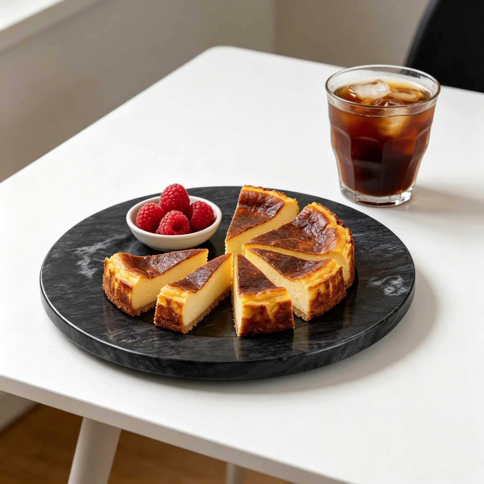 jojofuny Bandeja Antideslizante y Resistente a Derrames Redonda de Mármol Natural Negro Textura Única Adecuado para Servir Desayuno Organizador Elegante