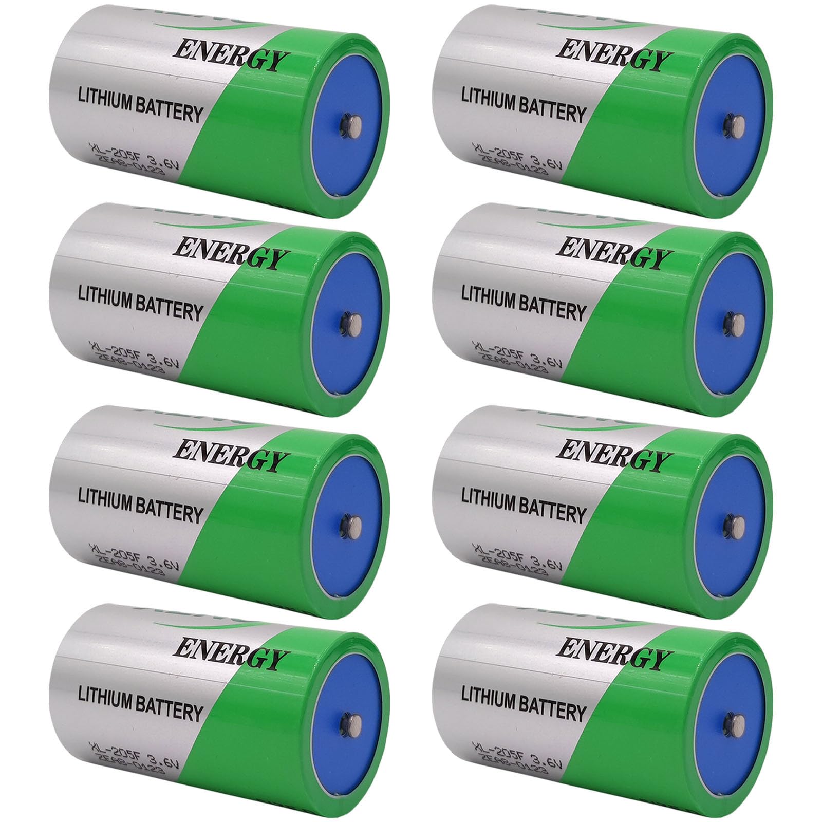 LINHUPAK (8-Pack) XL-205F D 3.6V 19000mAh Non-Rechargeable Lithium Battery for Xeno Energy 3.6V Lithium Battery XL-205F, Green