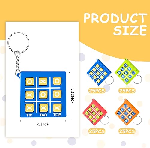 Miniatura 2 de Hicarer Llavero de Tic Tac Toe para niños de 8 a 12 años, recuerdos de fiesta, juego de llaves de plástico para bolsas de regalos, mini mochila,
