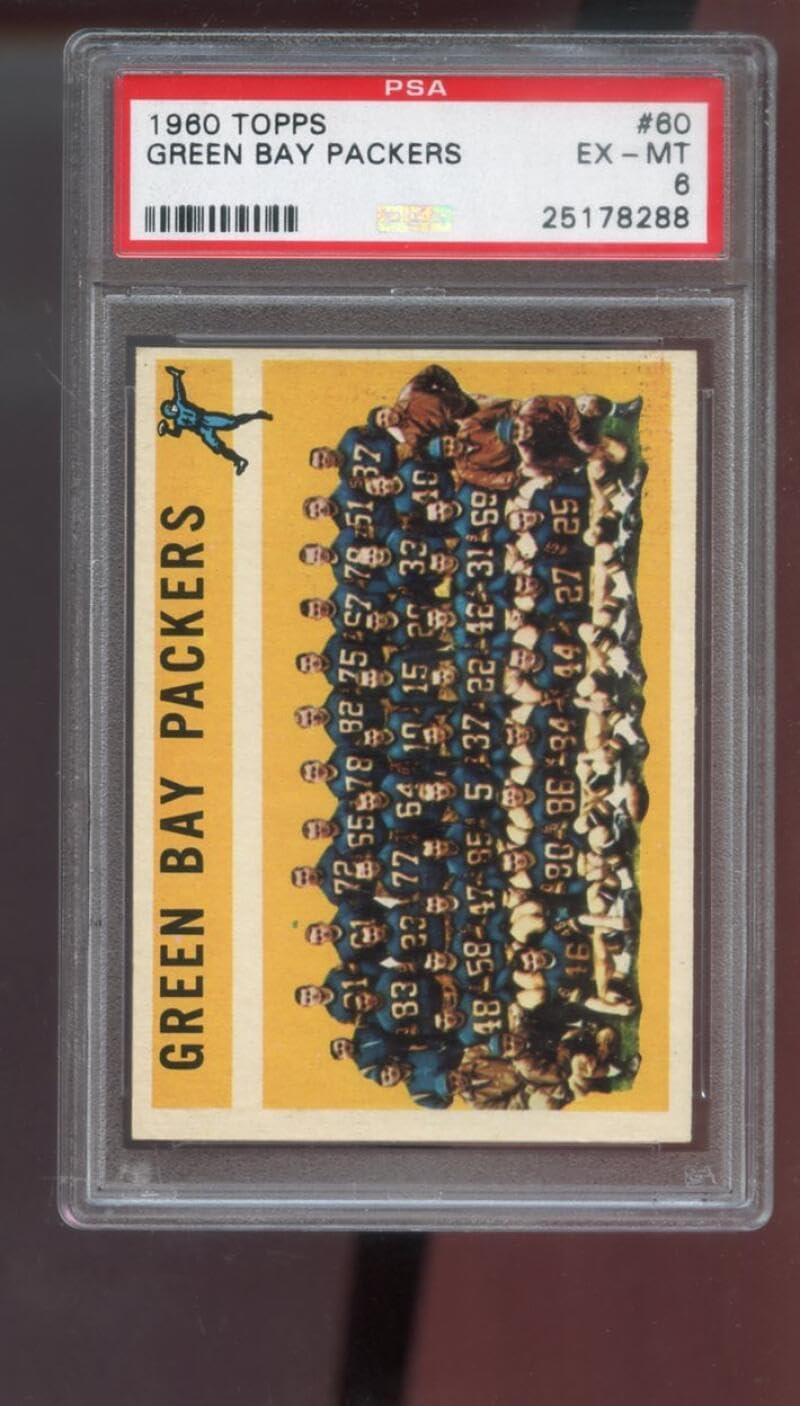 1960 Topps #60 Green Bay Packers Team Photo Checklist PSA 6 Graded Football Card