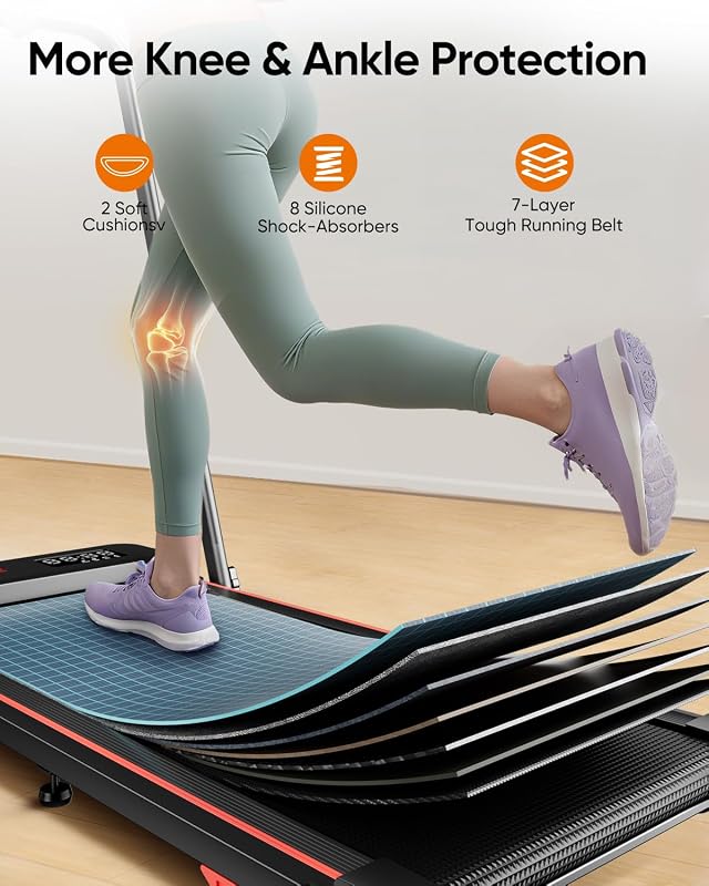 Acezoe Walking Pad with 3-Level 10% Incline, Foldable Treadmill for Home Small Office, Compact Portable Under Desk Treadmill with Handle,Dual LED Display, APP & Remote, 300 lbs Capacity image 5