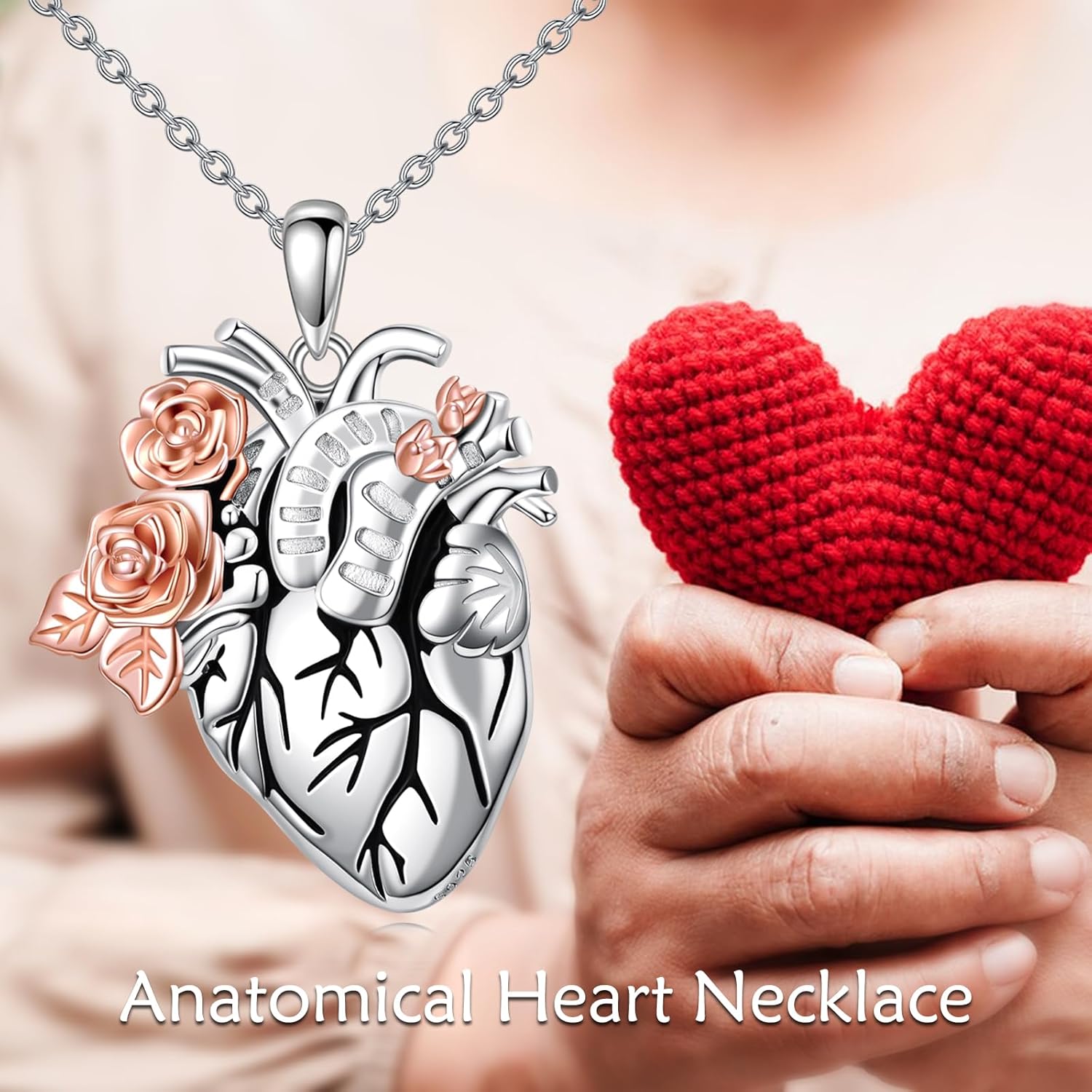 YFN Anatomical Heart Necklace Sterling Silver Anatomical Pendant Anatomy Jewelry for Women Heart Attack Survivor Gifts - Image 6