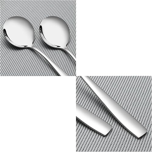 Miniatura 2 de AnnkkyUS Juego de 12 cucharas redondas de acero inoxidable, juego de cucharas redondas para sopa
