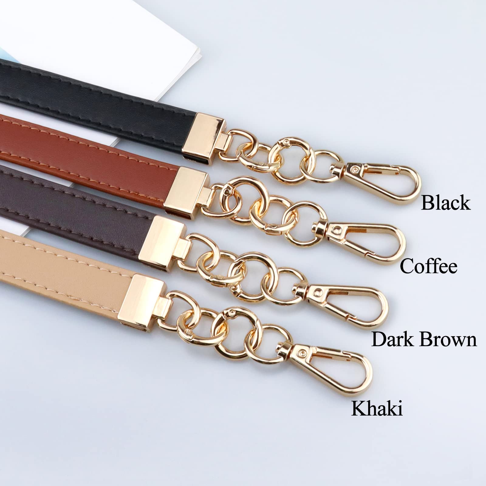 Beaulegan Leather Handbag Handles - Short Strap Replacement for Shoulder Bags 2 PCS, 60 cm Long (Coffee/Gold) - Image 3
