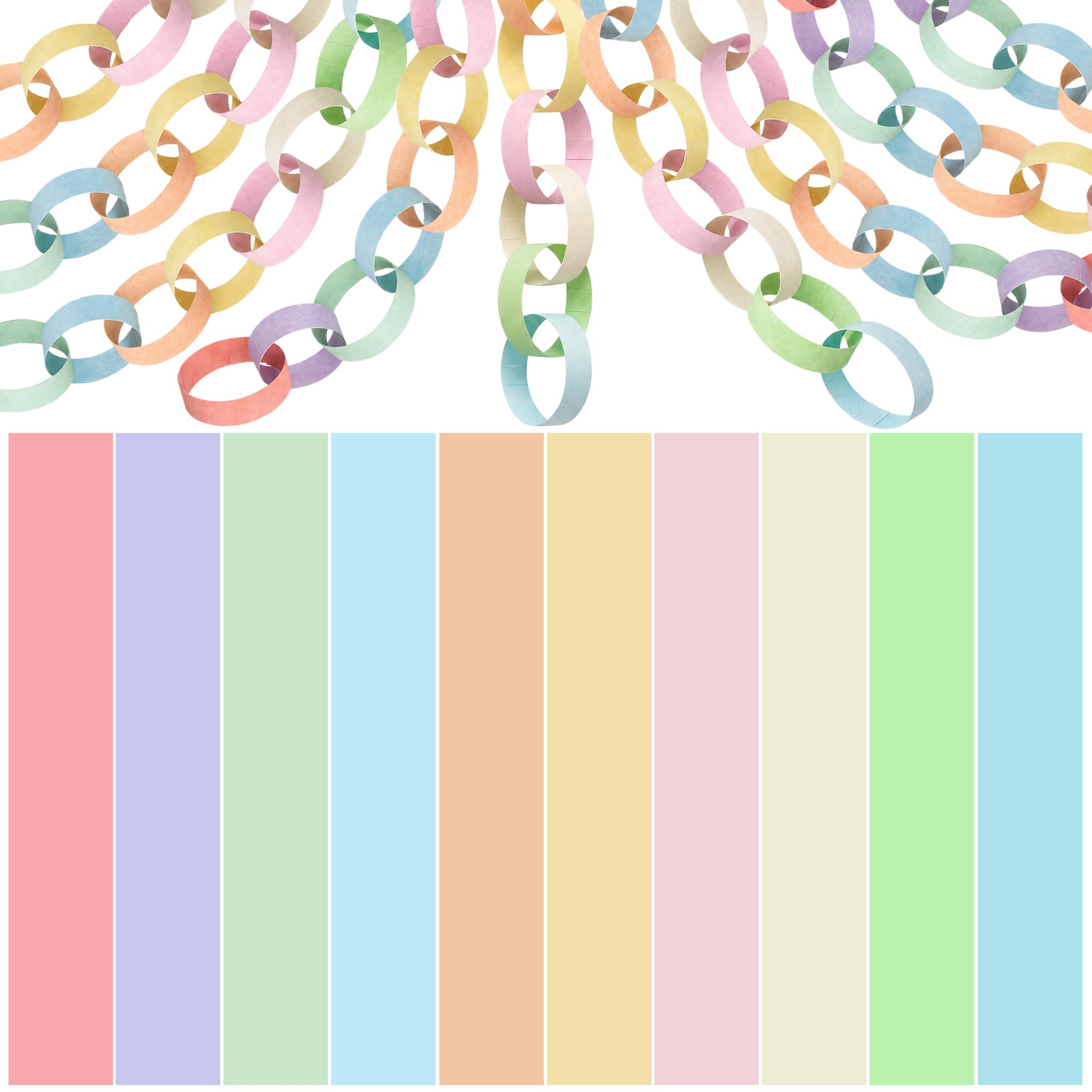 YADODO 1000PCS Paper Chains Strips Pastel Colours Yellow Orange Pink Green Blue Rainbow Paper Party Decorations for Streamers Birthday Party Classroom Decorations DIY Crafts Supplies
