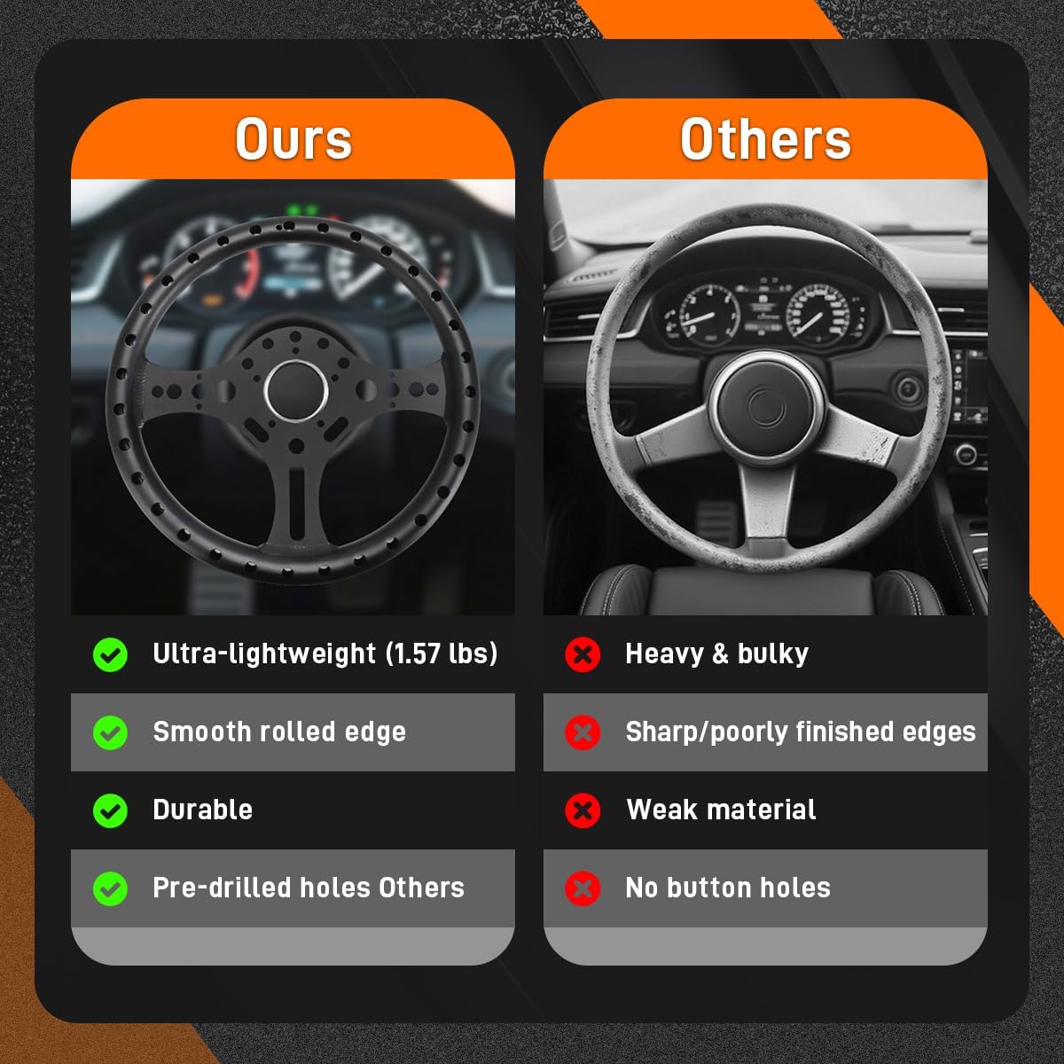 13.5" Aluminum Lightweight Steering Wheel, 5-Bolt Fit for Performance Drift/Race Car