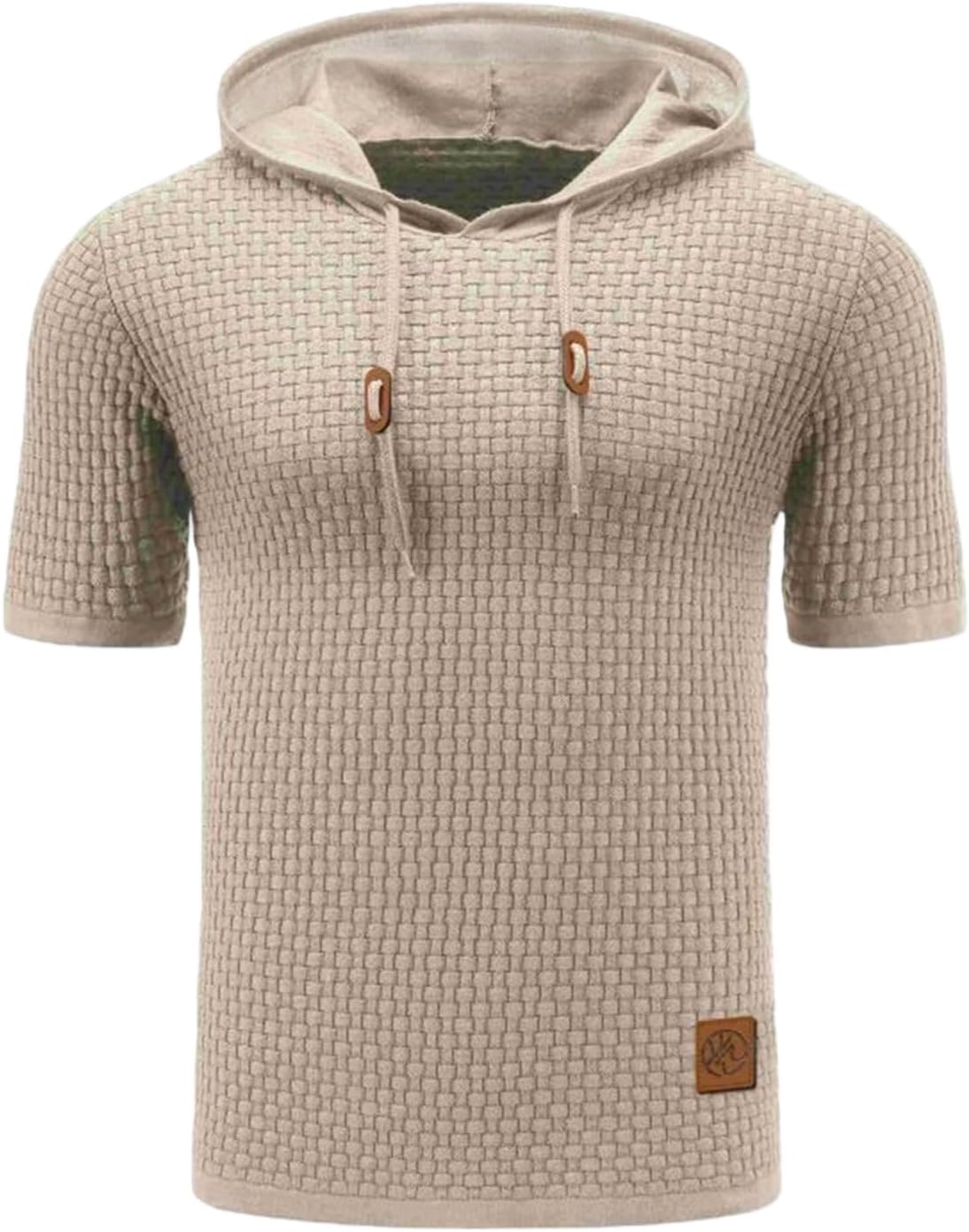 WENKOMG1 Men's Casual T Shirts Short Sleeve Cotton Hooded T-Shirts Lightweight Solid Sweatshirt, M-3XL