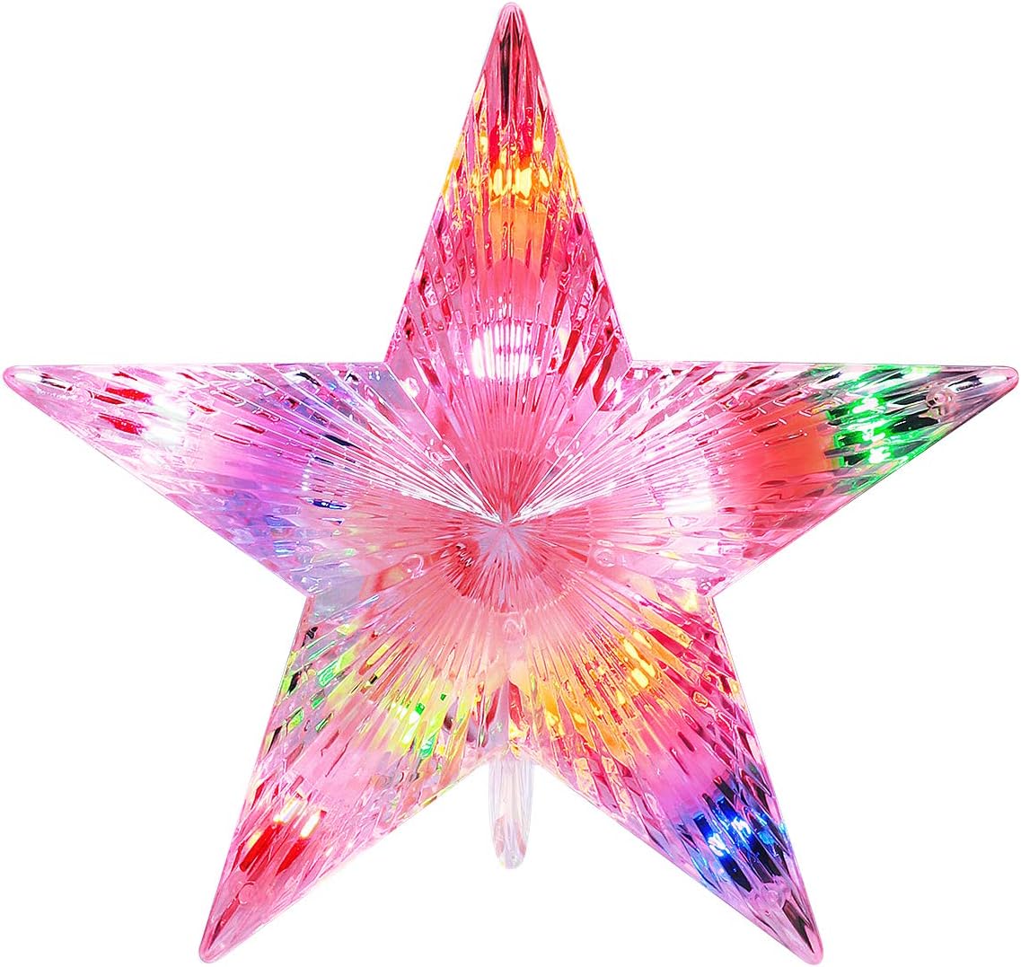 YUNLIGHTS Christmas Tree Toppers, Lighted Star Tree Topper Colorful Christmas Tree Decorations Ornament for Indoor Home Decor