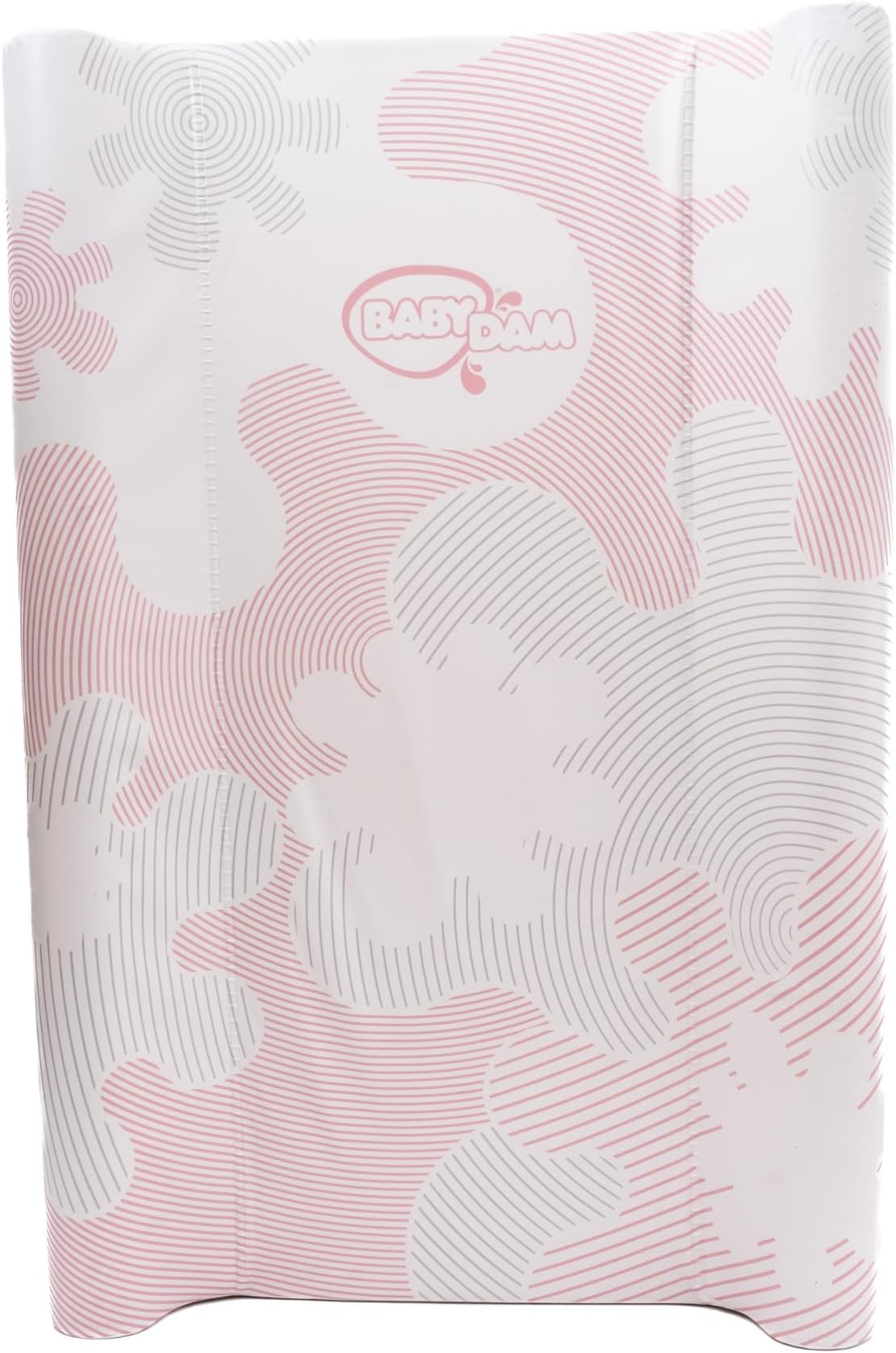 BabyDam Luxury SuperMax Anti-Roll, Wedge Baby Changing Mat - Easy to Clean - 70 x 45cm - Pink/White