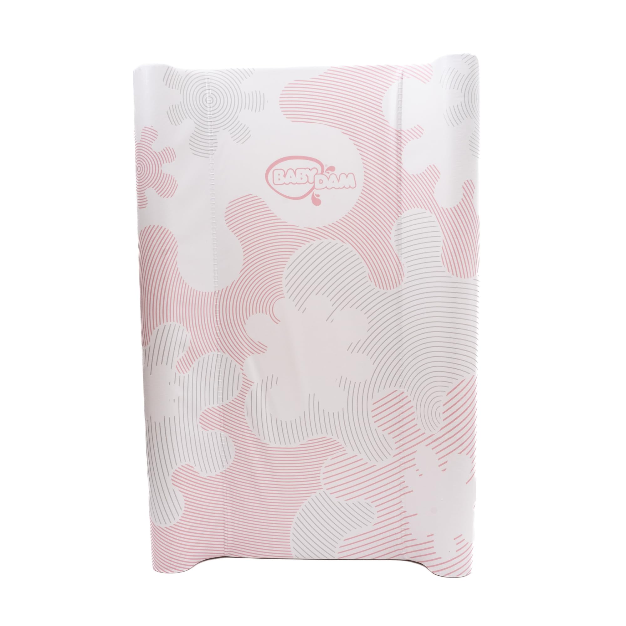 BabyDam Luxury SuperMax Anti-Roll, Wedge Baby Changing Mat - Easy to Clean - 70 x 45cm - Pink/White