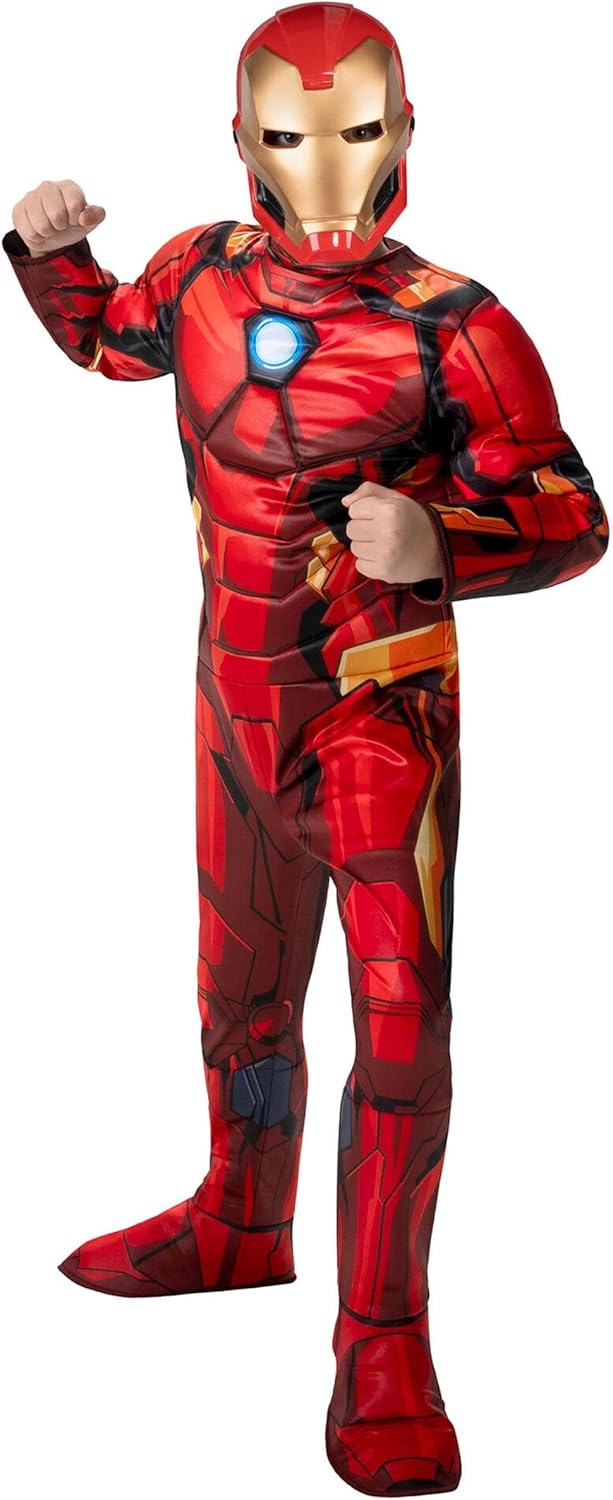MARVEL Boys Deluxe Iron Man Costume, Kids Tony Stark Superhero Halloween Costume, Child - Officially Licensed