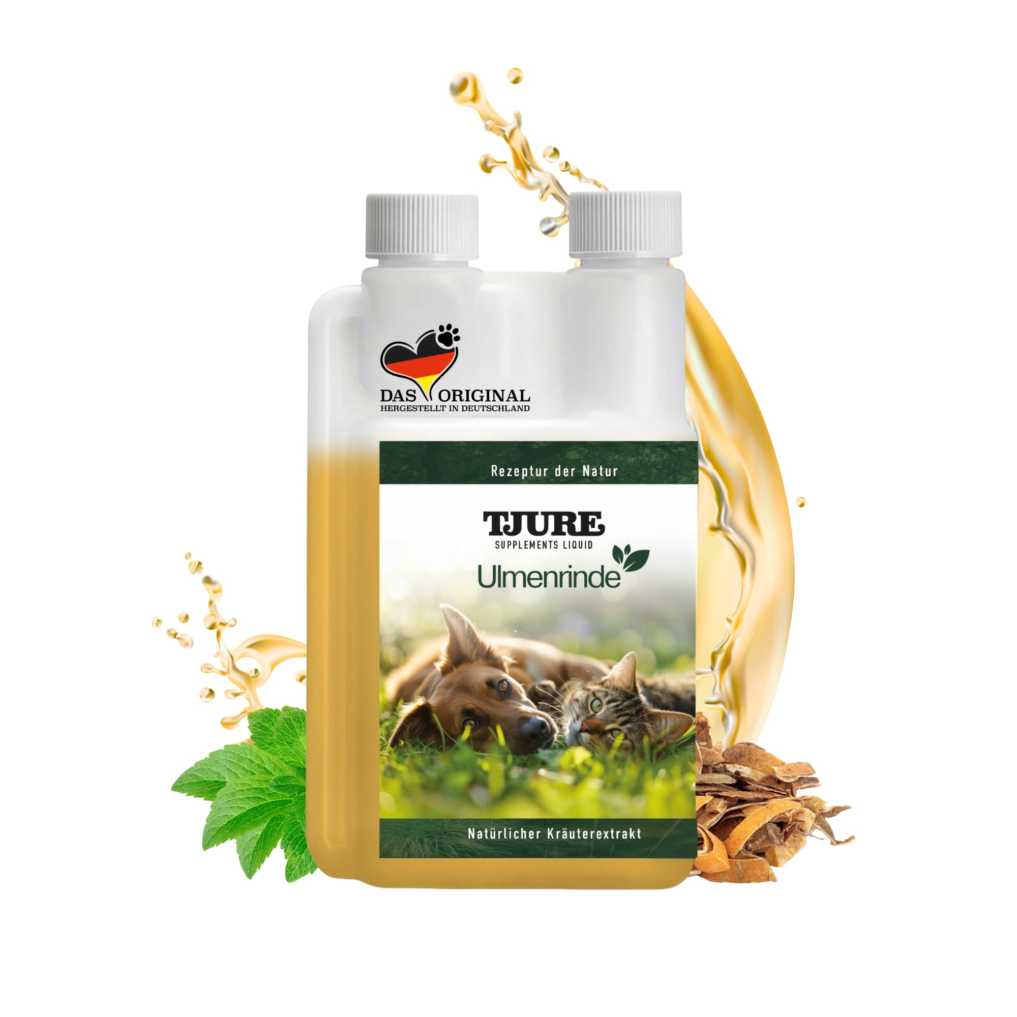 TJURE Ulmenrinde Liquid für Hunde & Katzen | 500 ml | Natürliche Magen Darm Unterstützung | Flüssige Ulmenrinde mit Honigkraut | Ohne Aufkochen | Naturkraft ohne Zusätze | Made in Germany