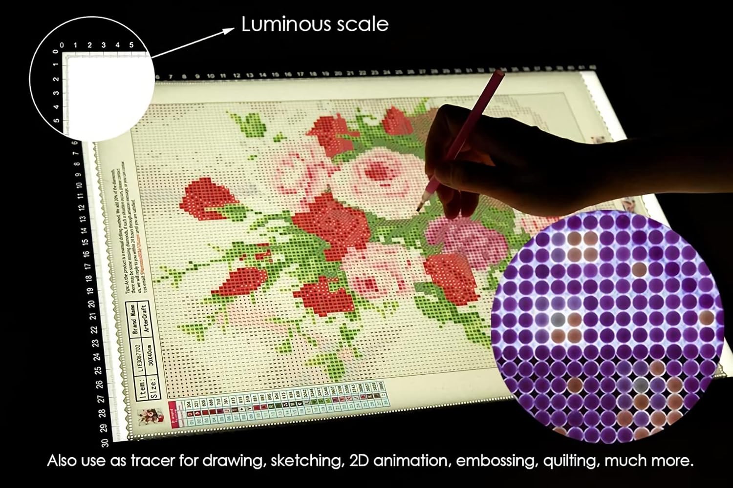 A4 Trace Board Dimmable Brightness Tracing Light Box,A4 Light Pad Diamond Painting Ultra-Thin Adjustable Brightness Copy Board for Artists Designing, Sketching,Drawing Board a4（3 Colors）