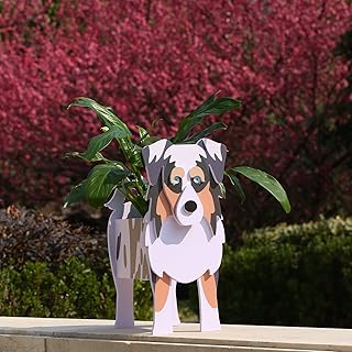 Gochoi Australian Shepherd Gifts,Australian Shepherd Dog Planter Plant Pot,Cute Dog Flower Pots for Outdoor Garden Decoration,Birthday Gifts for Women,Office Home Decor Small Australian Shepherd