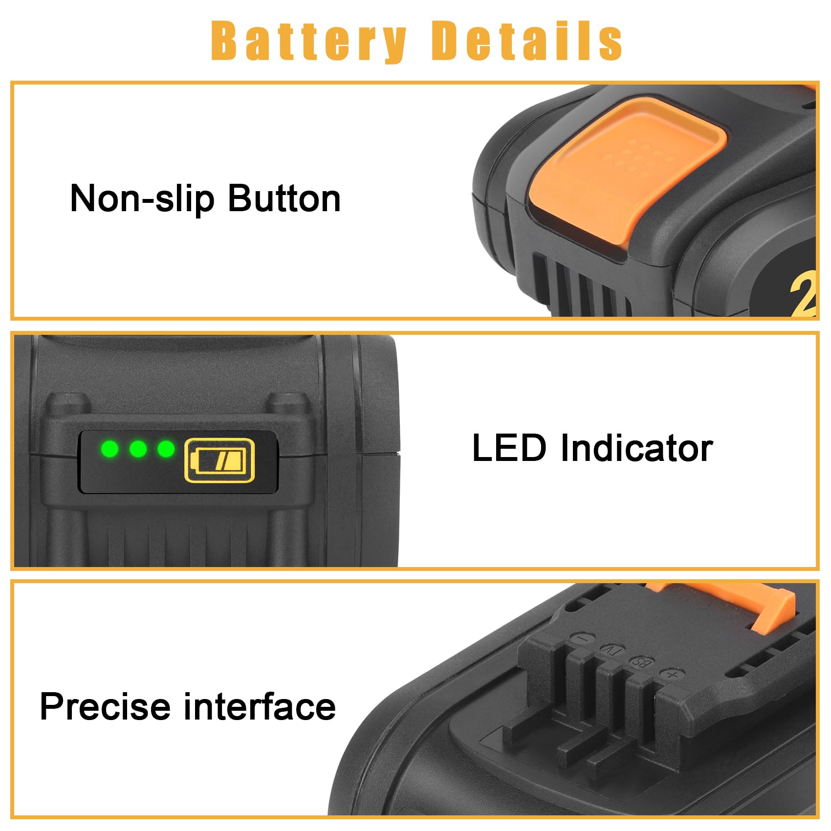 5000mAh Batteria Sostitutiva per Worx 20V WA3553 WA3551 WA3556 WA3551.1 WA3644 WA3572 WX390 WX176 WX178