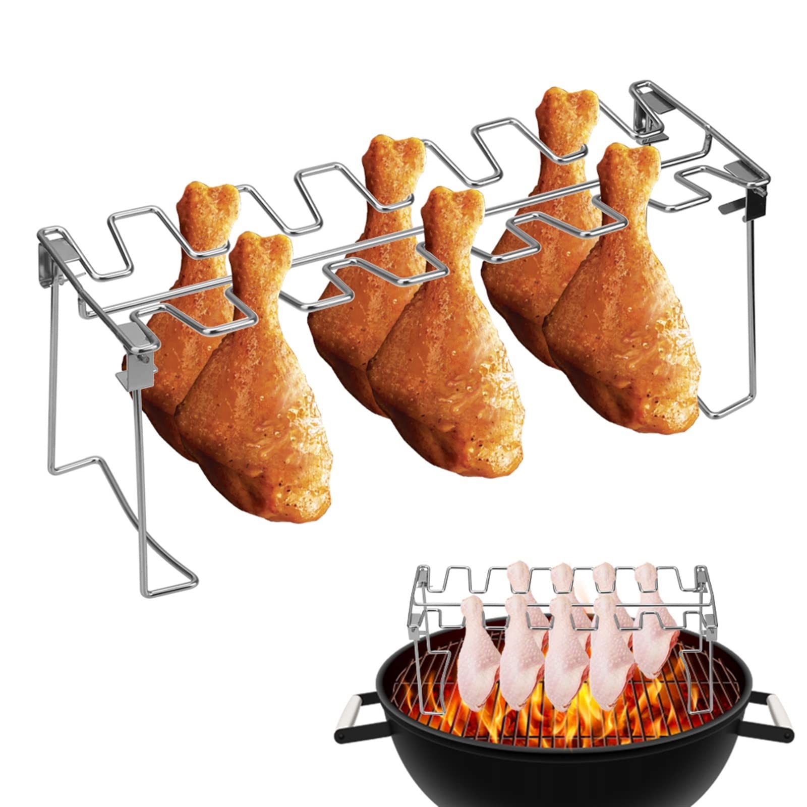 Parrilla antiadherente para pierna de pollo asado, rejilla de acero inoxidable para asar, barbacoa, costilla, ala de pollo