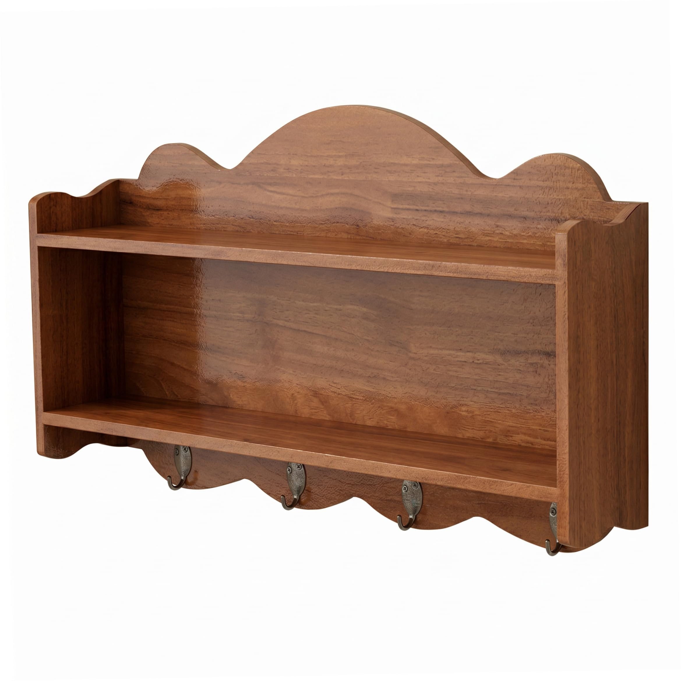 Étagères murales vintage bois double étagère rétro cuisine entrée rangement cottage core