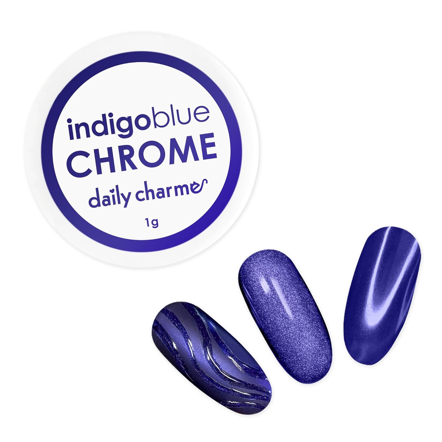 Daily Charme Holographic 3-in-1 Cateye Magnetic Nail Chrome Powder 1g, Holo Rainbow Cat Eye Effect, Home DIY/Nail Salon Manicure (Holographic Silver)