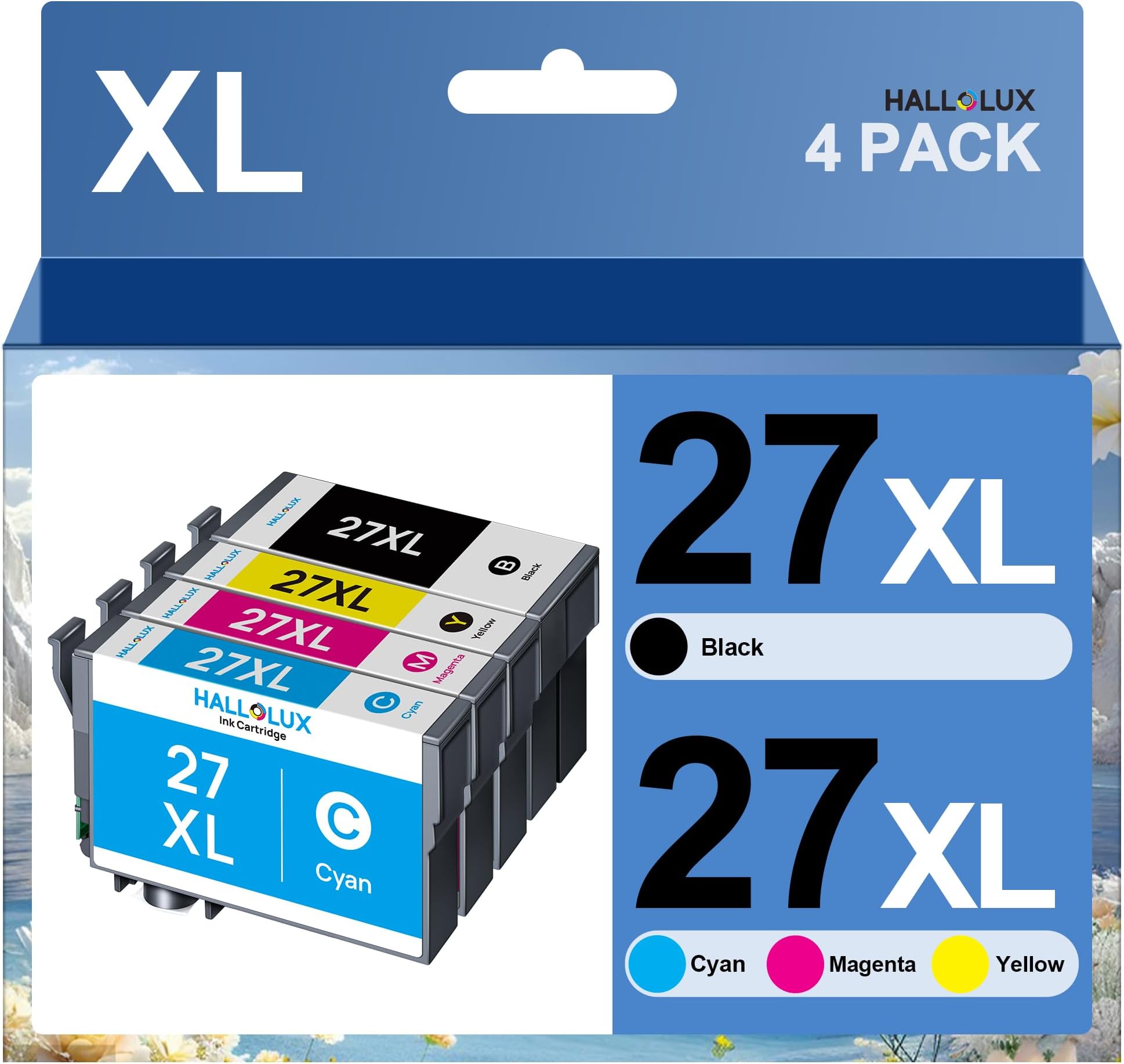 HALLOLUX 27XL Alarm Clock High Yield Multipack for Epson 27 XL Ink, 4-Pack, Compatible with WorkForce WF 3620DWF 3640DTWF 7110DTW 7210DTW 7610DWF 7620DTWF 7710DWF 7715DWF