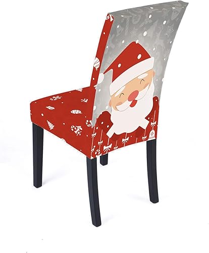 Miniatura 10 de XMNTG Juego de 4 fundas navideñas para sillas de comedor, fundas para sillas estampadas, decoración de Navidad, fundas elásticas extraíbles
