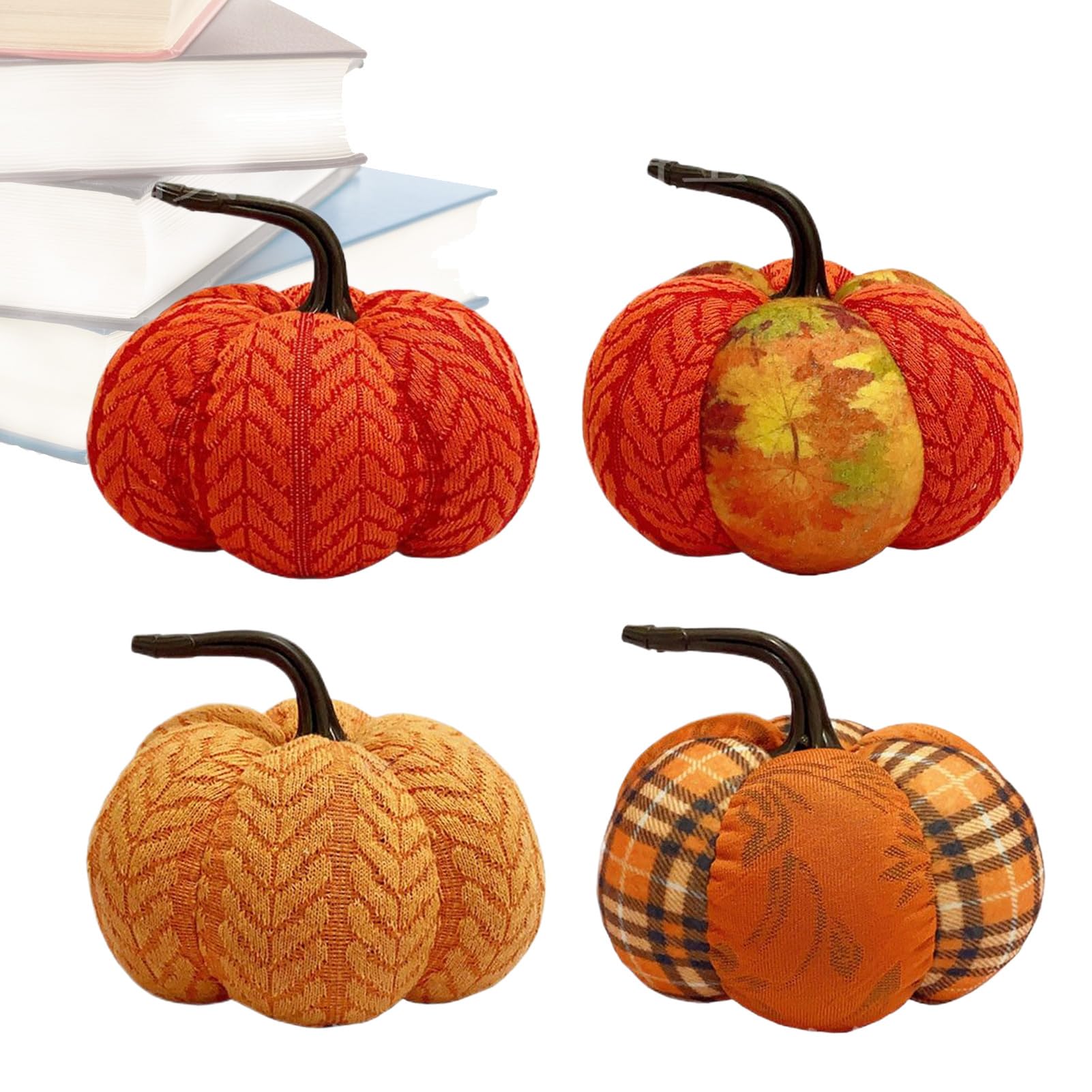 Calabazas de tela para Halloween y otoño en decoración de patio ventana y granja rústica