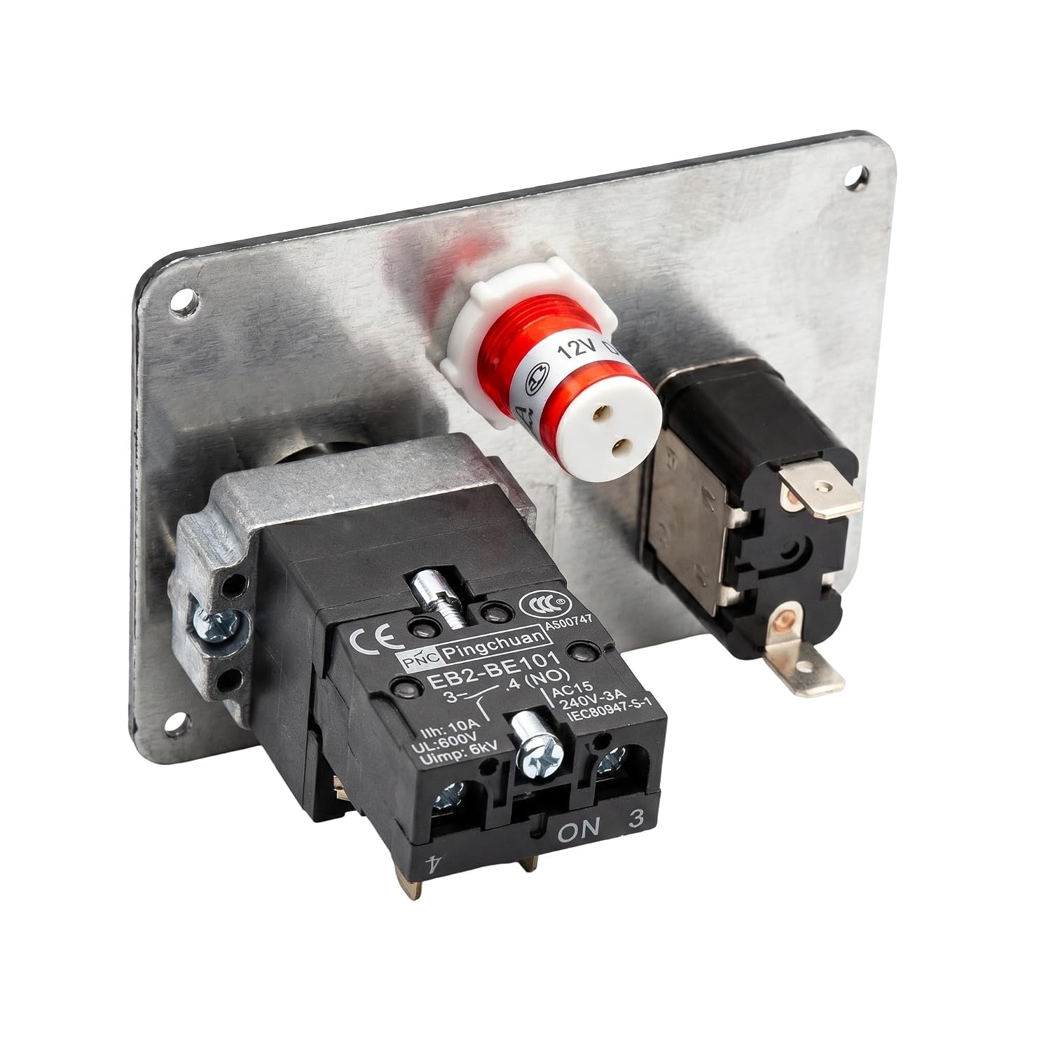 12V 3-in-1 Ignition Switch Panel Kit with Red LED Engine Push Start Button & Status Light Carbon Fiber Style 30A Relay for Racing Car RV Boat