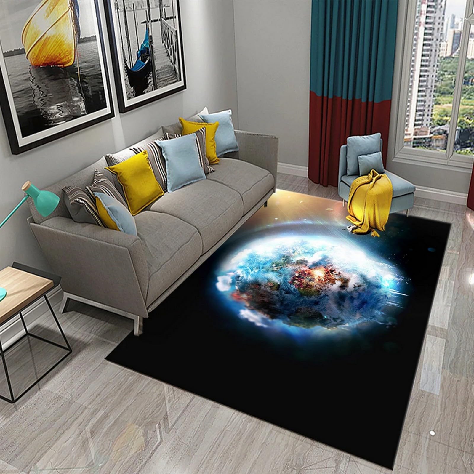 3D Rug Area Rugs For Living Room Kitchen Rugs Non-Slip Machine Washable Medium Pile Carpet Floor Mats Soft Rug Universe Space Planet Galaxy Landscape 50 X 80 Cm / 19.6" X 31.5" Polyester Material -0T5