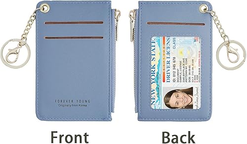 Miniatura 3 de Carteras pequeñas de cuero delgado para mujeres, tarjetero, cartera, monedero con llavero