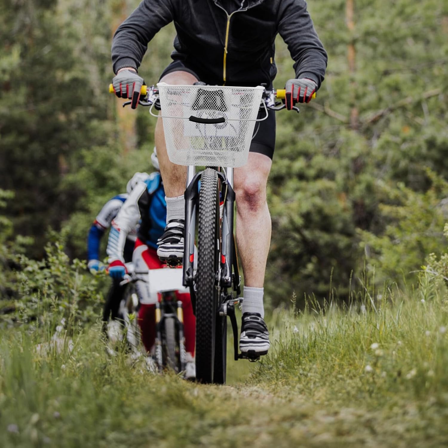 Toyvian Iron Mesh Quick Release Bicycle Basket Adjustable Handlebar Attachment Large Capacity Front Basket for Mountain Bikes and E-Bikes with Portable White Frame