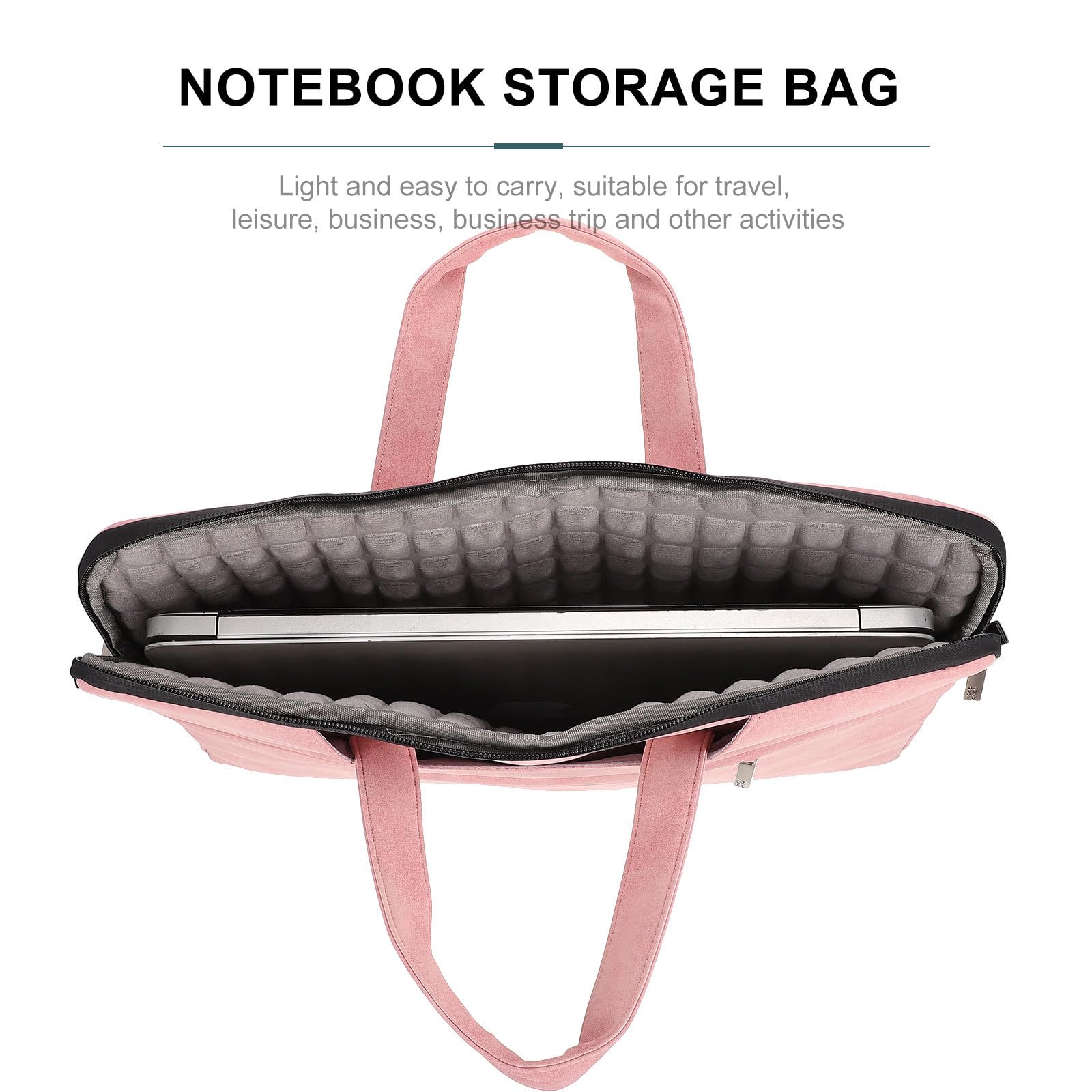 Borsa a Tracolla per Laptop 15,6" Rosa Antivento e Antigraffio, Custodia Protettiva Leggera per Computer e Tablet, Tracolla Regolabile, per Donne in Viaggio e Uso Quotidiano