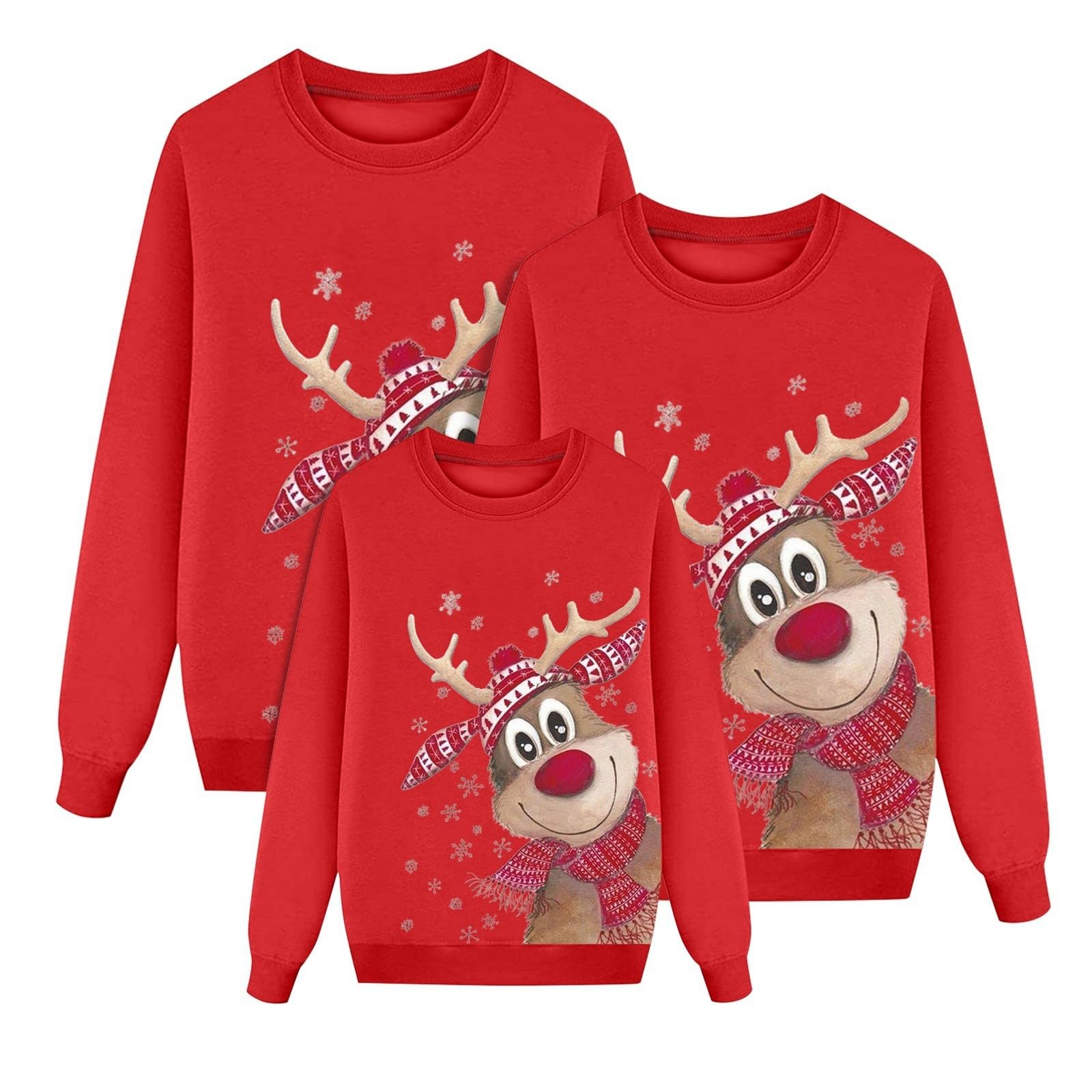 Jersey Navidad Punto Familia Sudadera Rojo Hombre Mujer Niños Invierno