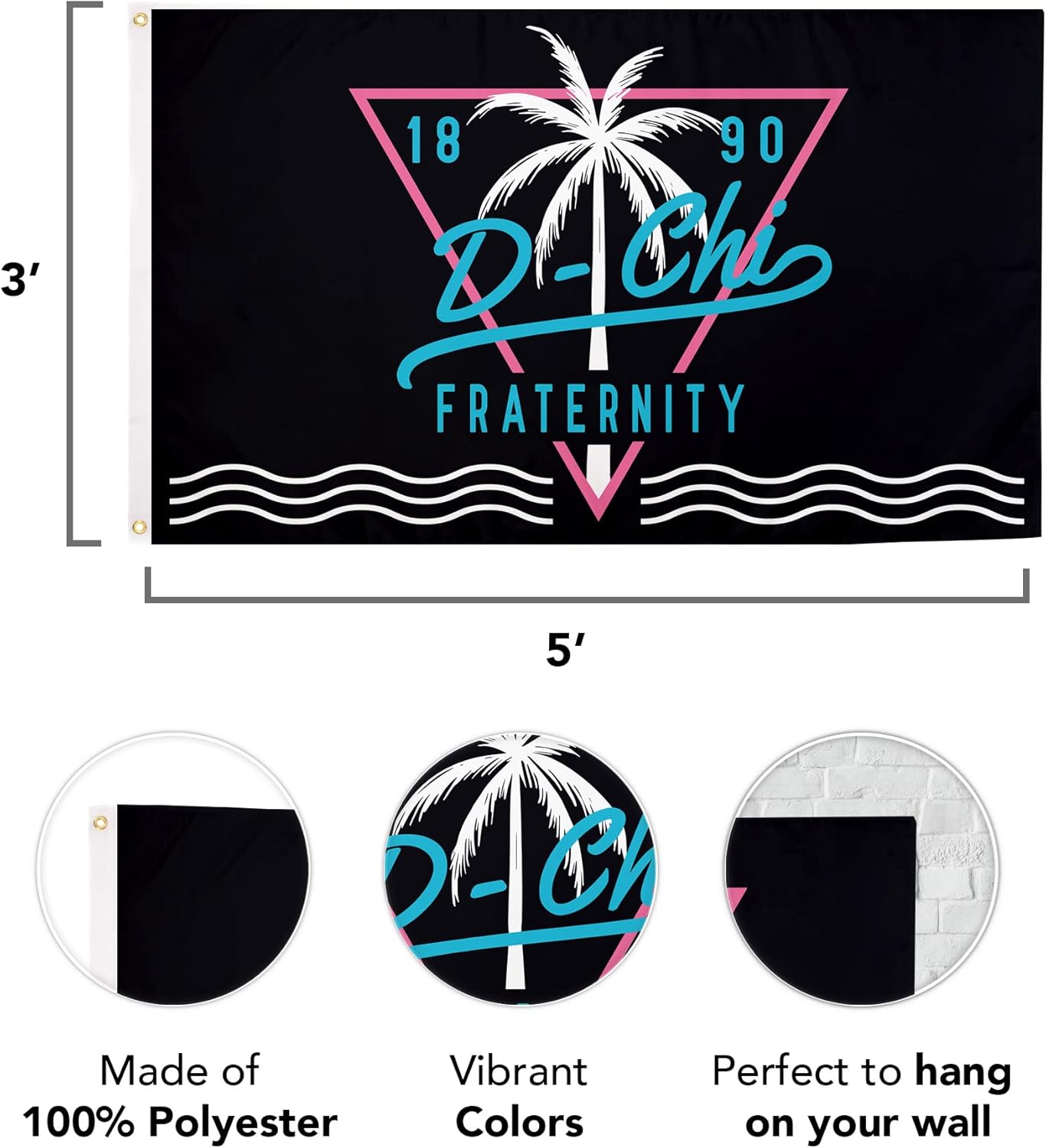 Desert Cactus Delta Chi Flag D-Chi Fraternity Greek Banner 3x5 feet Sign Decor (Tropical)