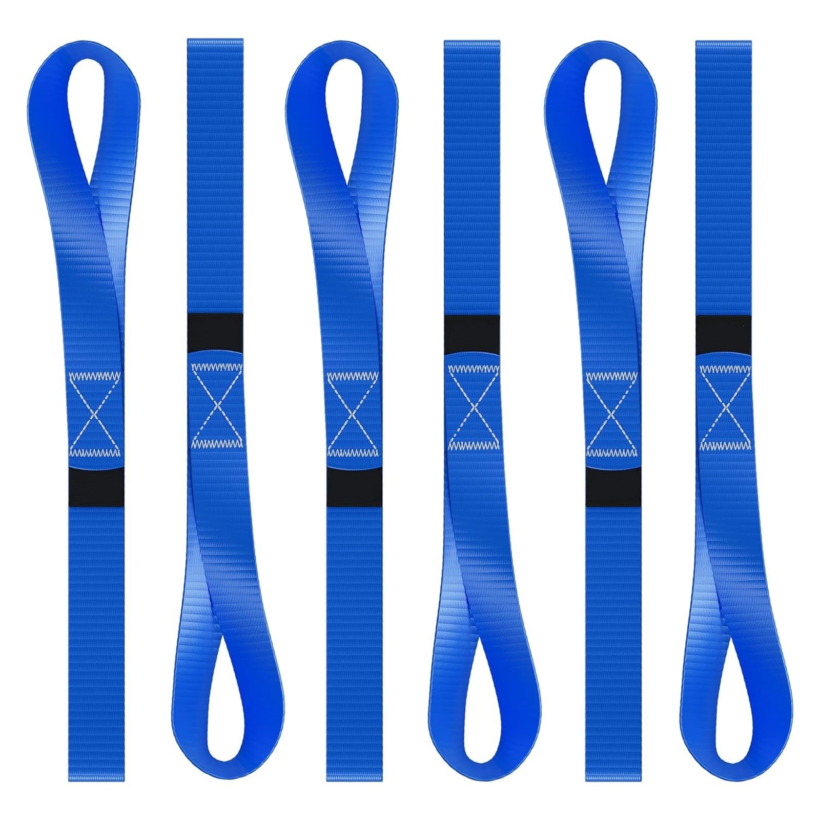 THE WHITE SHOP Soft Loop Tie Down Straps - 1,500 Load Capacity & 4,500 Lbs Breaking Strength - 6 Pack - Loops for Securing Motorcycles, Scooters, Dirt Bikes, Lawn & Garden Equipment