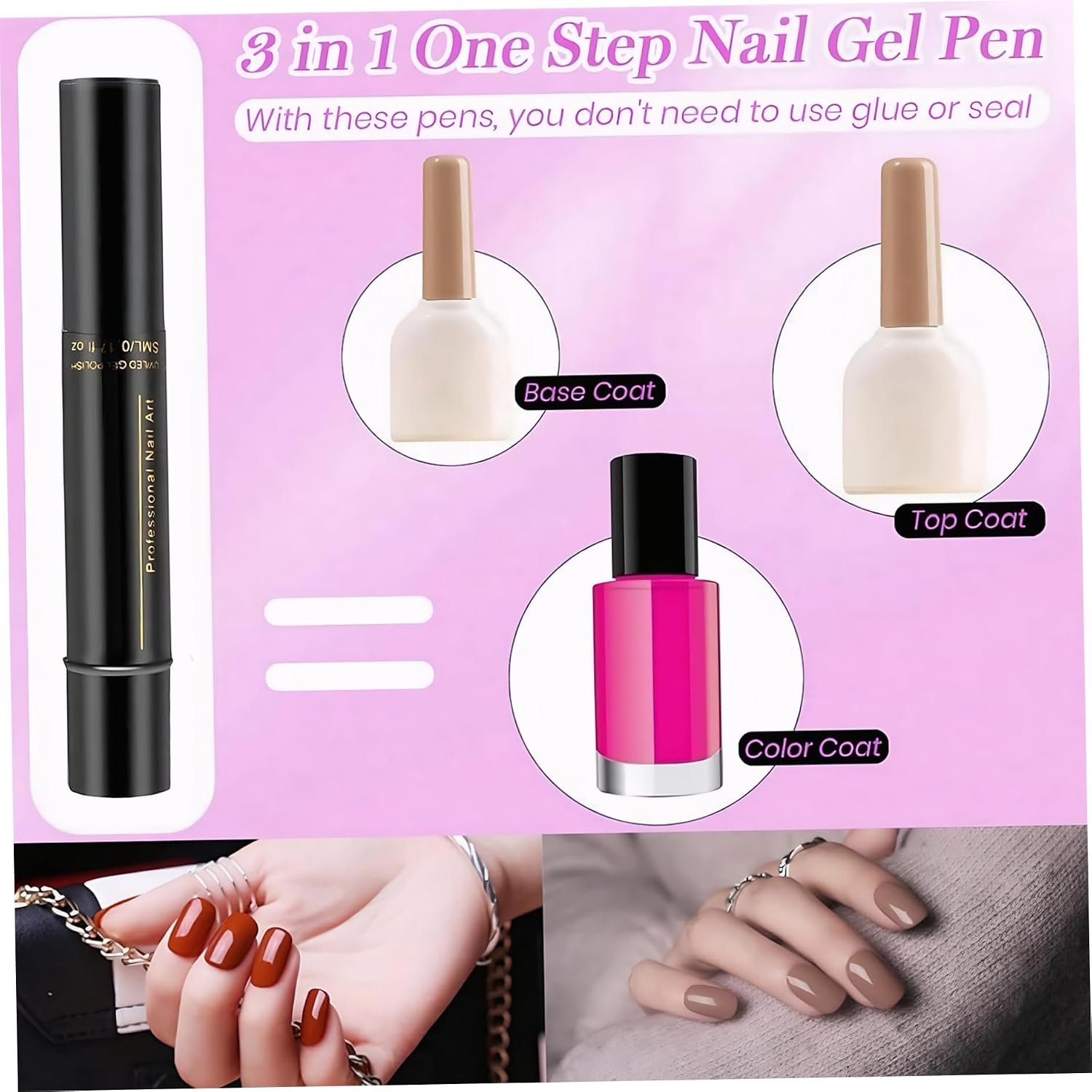 Nail Polish Pens, 6pcs/set 8ml Nail Art Pens Set, Quicky Drying Varnish Pen, DIY Art Pen for Women Girls (6 Colors)