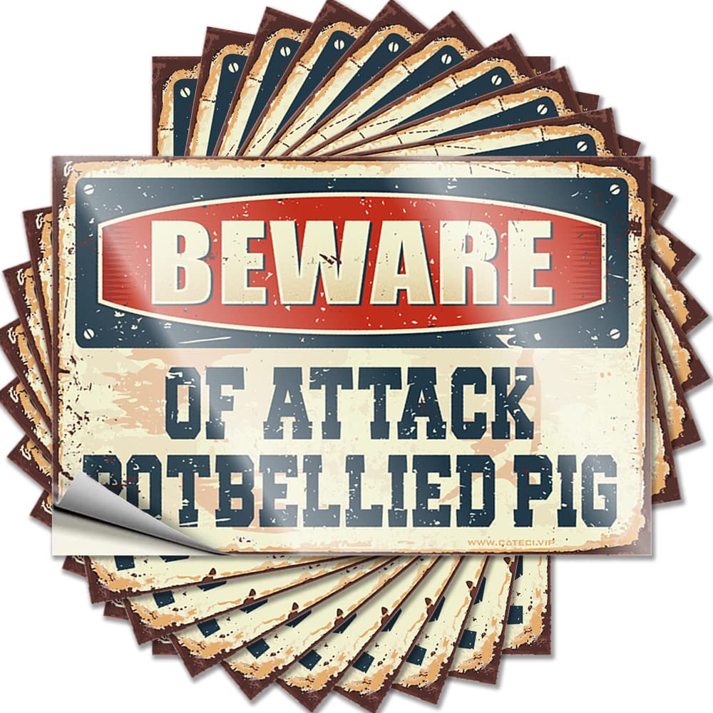 Coffee Stickers - Half Drinking Hat Beware of Attack Potbellied Pig(12X18CM)
