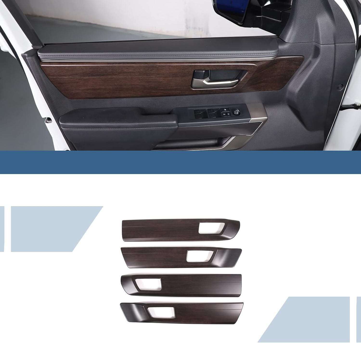 HAPPYHORSE Automotive Door Panel Decorative Cover Compatible with Tundra/Sequoia 2022 2023 Automotive Door Panel Protective Cover Decorative Frame Accessories (Oak Grain)