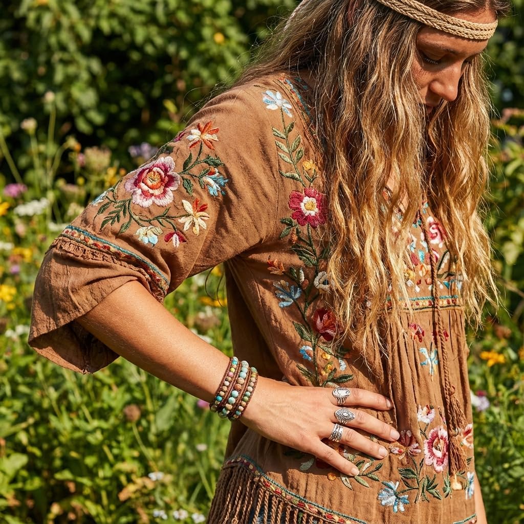 YGLINE Boho Handmade Natural Stone Bead 3 Row Wide Wrap Wrist Statment Bracelet Jewelry Collection - Image 4