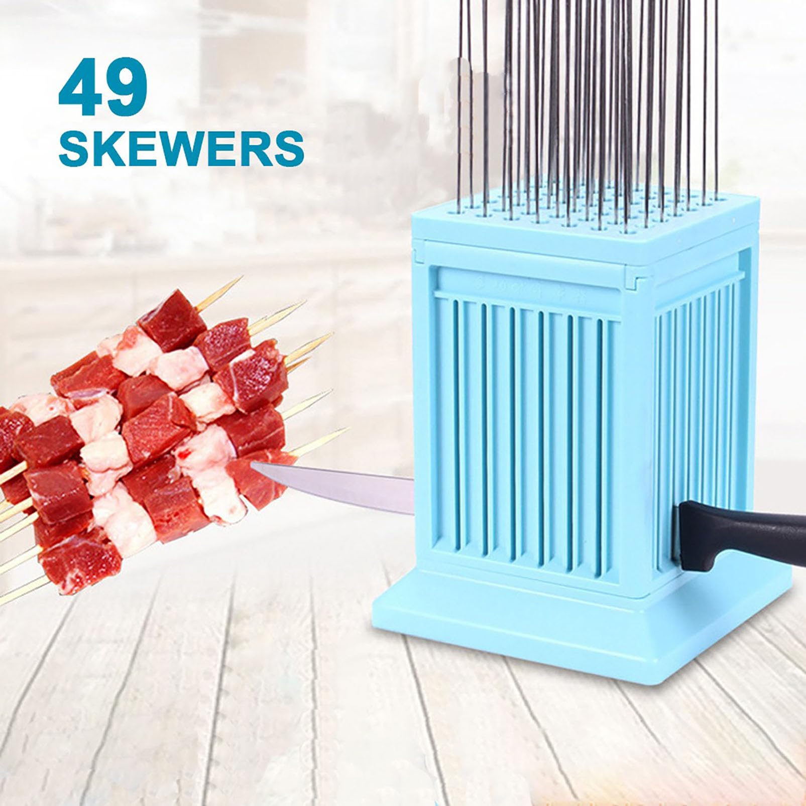 Macchina Per Spiedini a 49 Fori, Accessori Per Barbecue Per Verdure Macchina Per Kebab, Strumento Per Creare Spiedini Per Barbecue Per Cucina, Macchina Per Scatole Per Traverse Per Barbecue