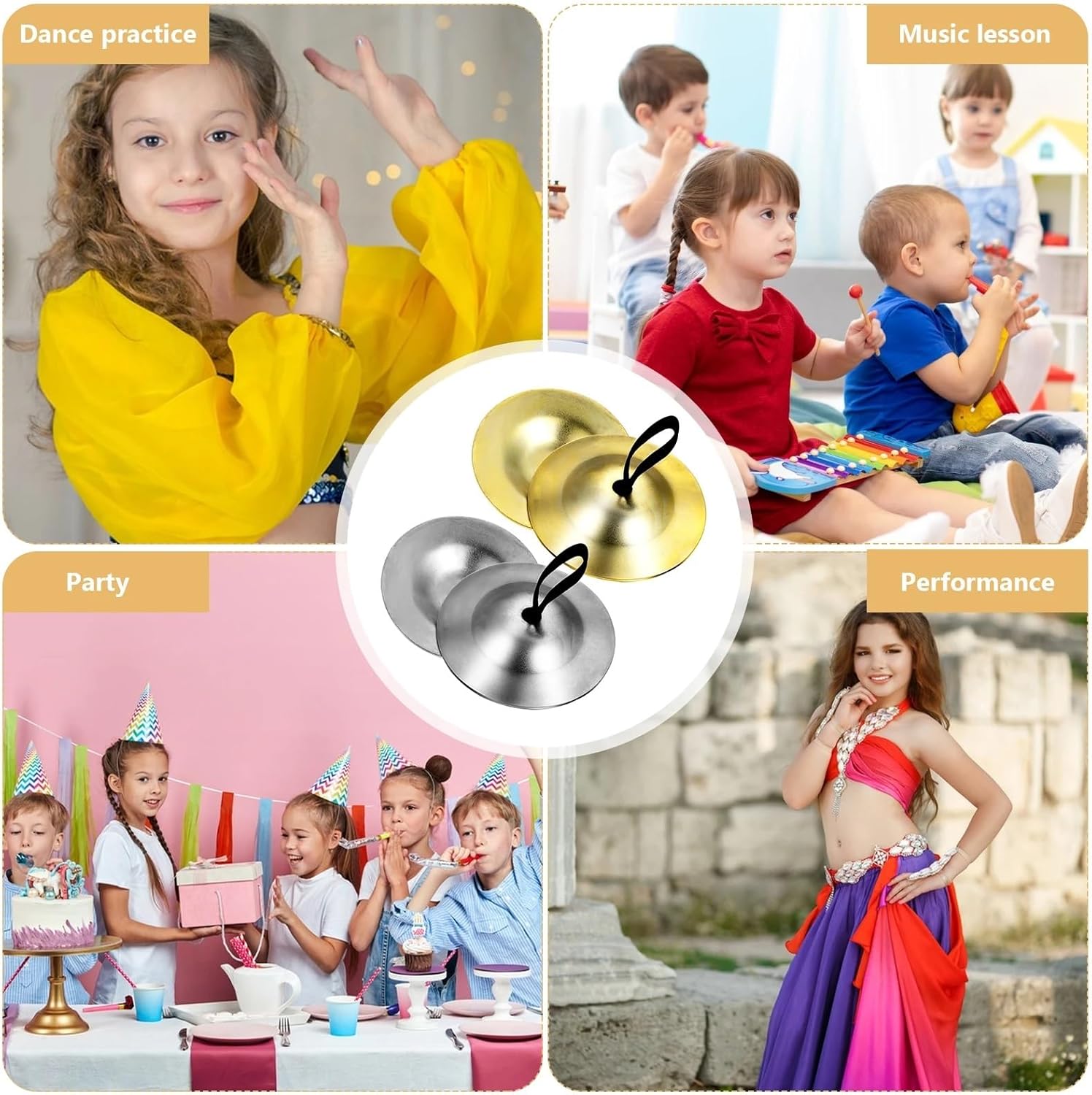 Finger Cymbals 8/10/20pcs Percussion Instrument Bronze Cymbal Finger Cymbals for Small Instruments Musical(20pcs)