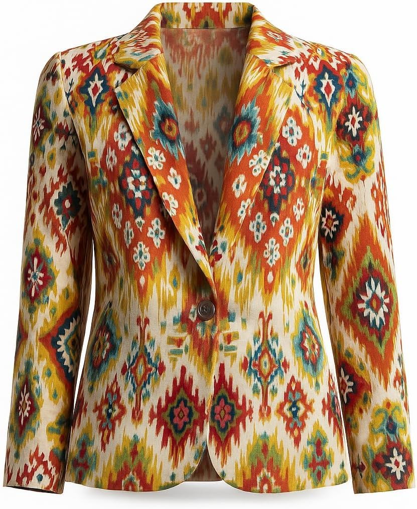 Business Casual Colorful Blazers & Pant Suits for Women Dressy with Pocket - Moroccan Print Women's Suits