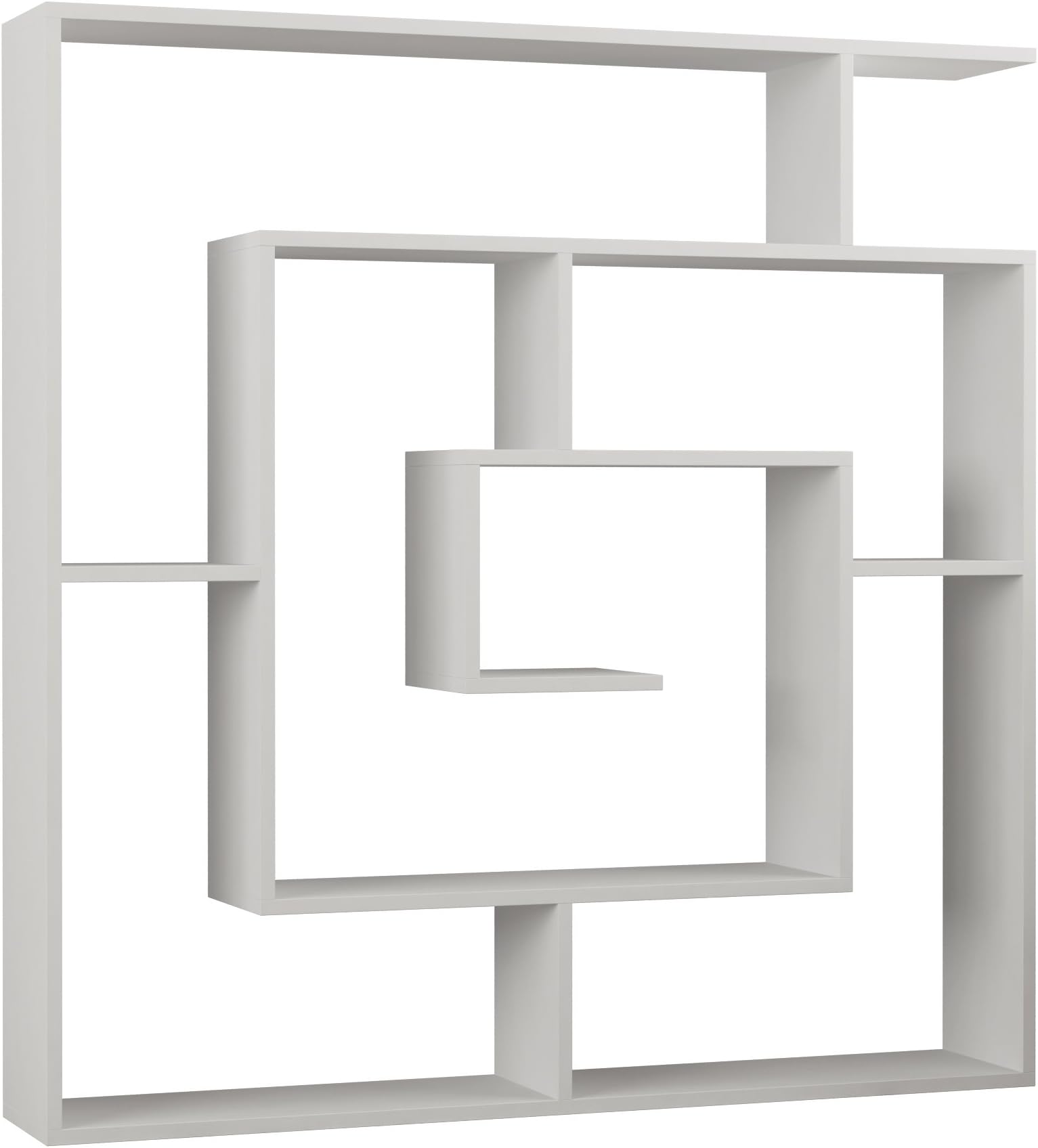 HOCUS PICUS 6-Tier Maze-Design Bookcase - Stylish Room Divider with Ample Storage - Versatile Display Unit for Home Office - Multiple Colors - 129x125x22cm (White)
