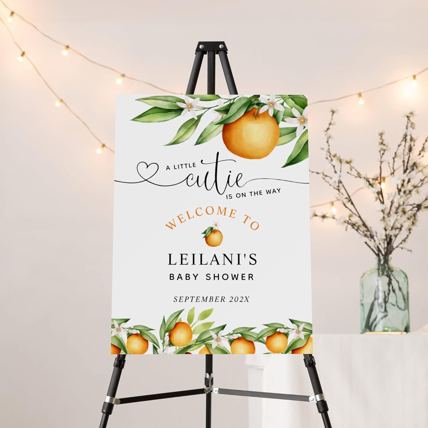 Amazon.com: Personalized Welcome Little Cutie Baby Shower Signs, Orange ...