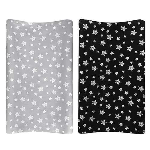 Miniatura 6 de Paquete de 2 fundas para cambiador para niños y niñas, con estampado encantador, suaves, unisex, para cambio de pañales, se ajustan a 32 x 16
