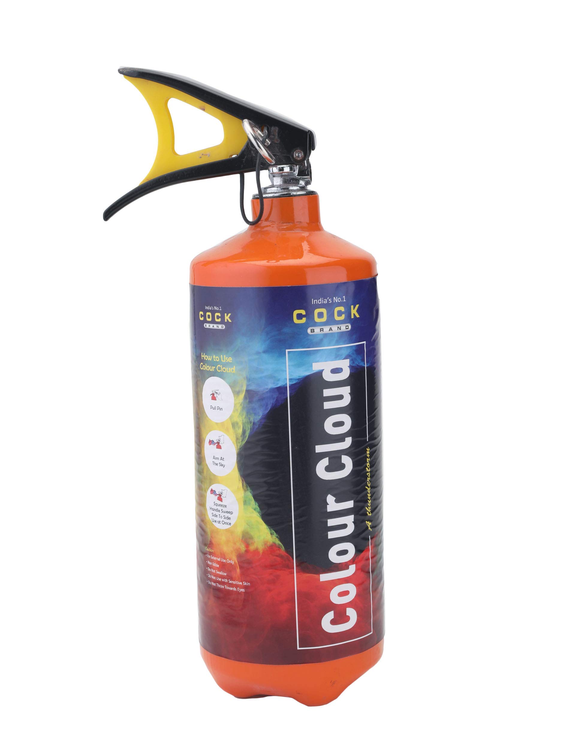 Cock Brand - Colour Cloud Gulal Cylinder - 4Kg Yellow Gulal Color Extinguishers - are Typically Filled with Brightly Colored Powder - Holi Color Extinguisher - Organic Holi Powder - Skin Friendly