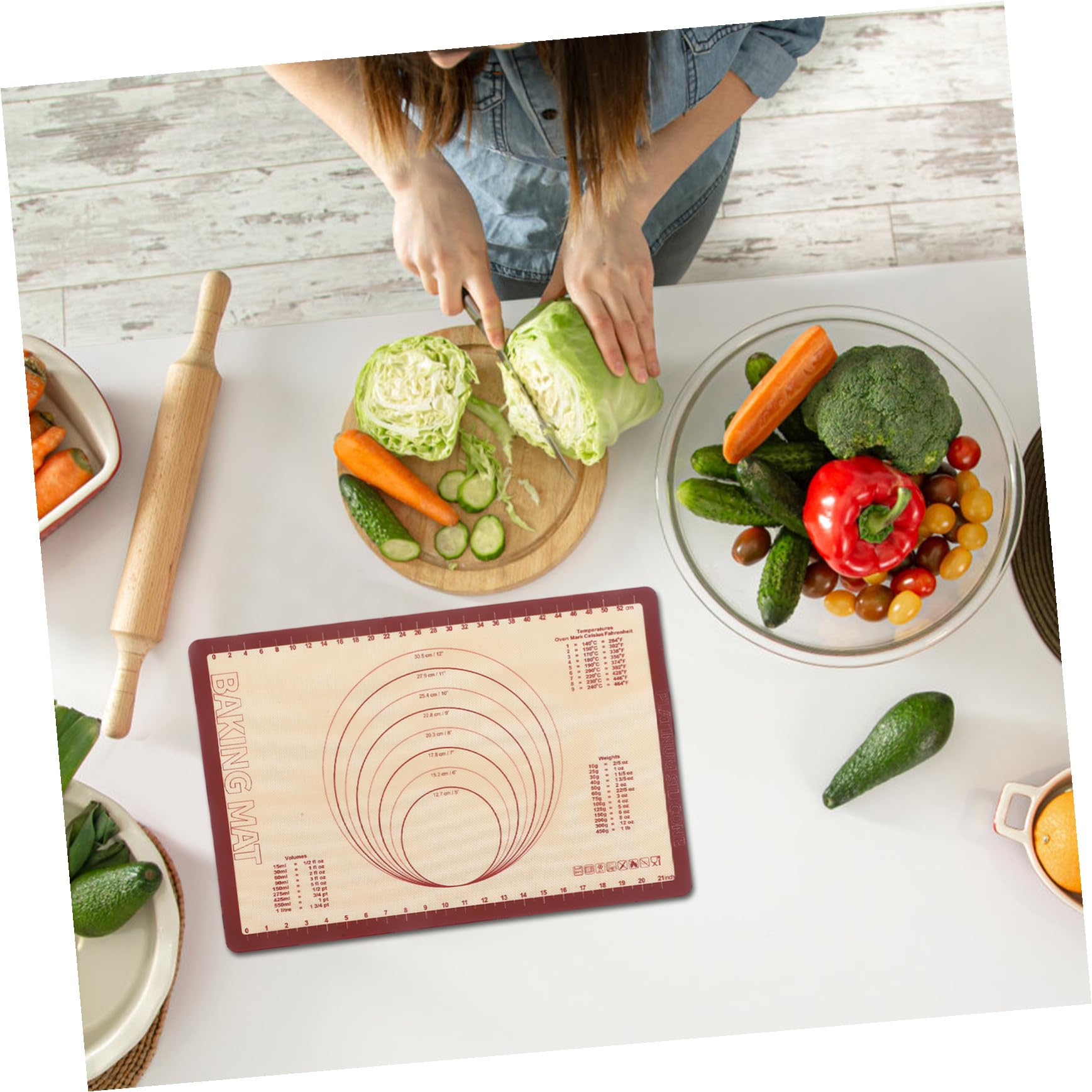 Hochtemperaturbeständige Rutschfeste Silikon backmatte Wiederverwendbare Antihaftbeschichtete Teigunterlage aus Flexiblem Lebensmittelechtem Silikon für Kuchen Gebäck und