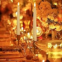 Vista 2 de Velas LED cónicas sin llama de cera real con control remoto, mecha 3D parpadeante de 9.6 pulgadas, funciona con pilas, goteo de cera, juego de 2