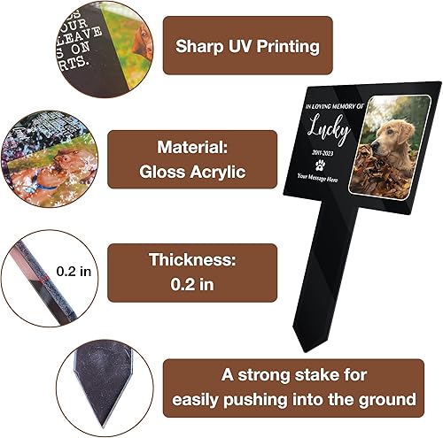 Miniatura 10 de Cuadro personalizado de condolencias de mascotas fallecidas, marcadores de tumbas Perder a un perro Duelo Foto Marcadores de tumba, regalos para