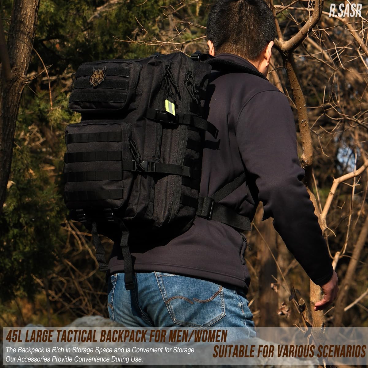 45L Tactical Backpack for Men Women, Military Assault Pack with MOLLE, Large 3 Day Bug Out Bag for Hiking Camping - Image 6