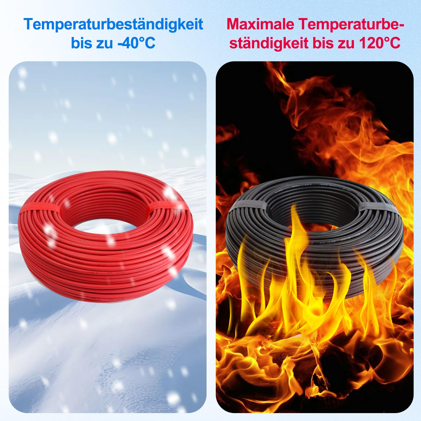 Solarkabel Verlängerung 10mm² 6m 8AWG Flexibel PV Solar Kabel, 1500V Solarpanel Verlängerungskabel mit Wasserdichtem IP67 Photovoltaik Kabel Stecker(6m 10mm2)
